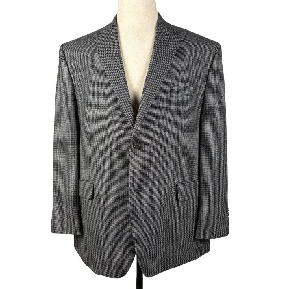 Lauren Ralph Lauren Wool Sport Coat Mens 44S Gray Houndstooth 2 Button Blazer